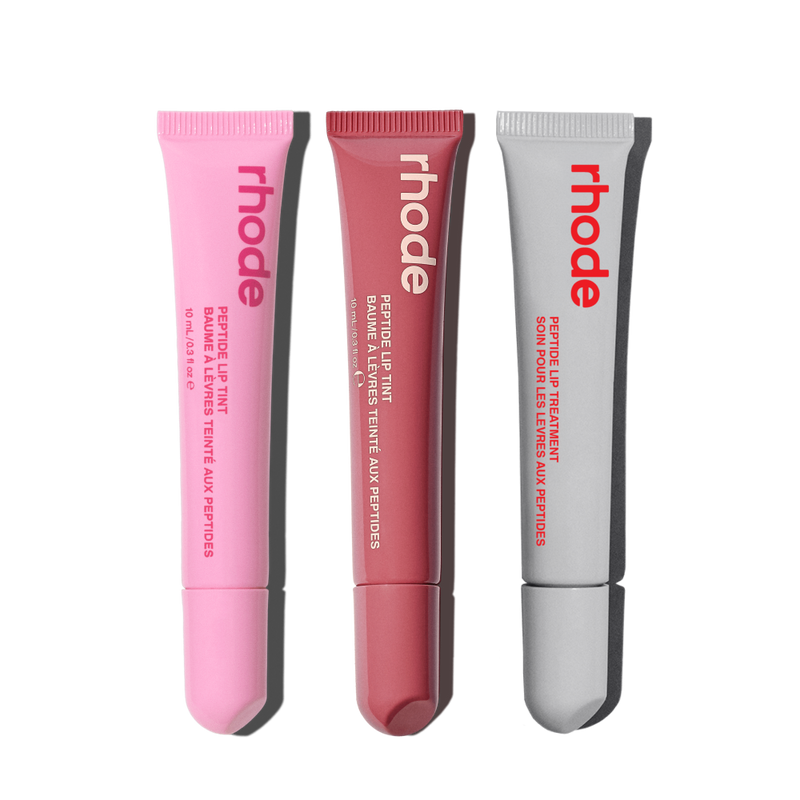 the peptide lip trio strawberry glaze, jelly bean, salty tan